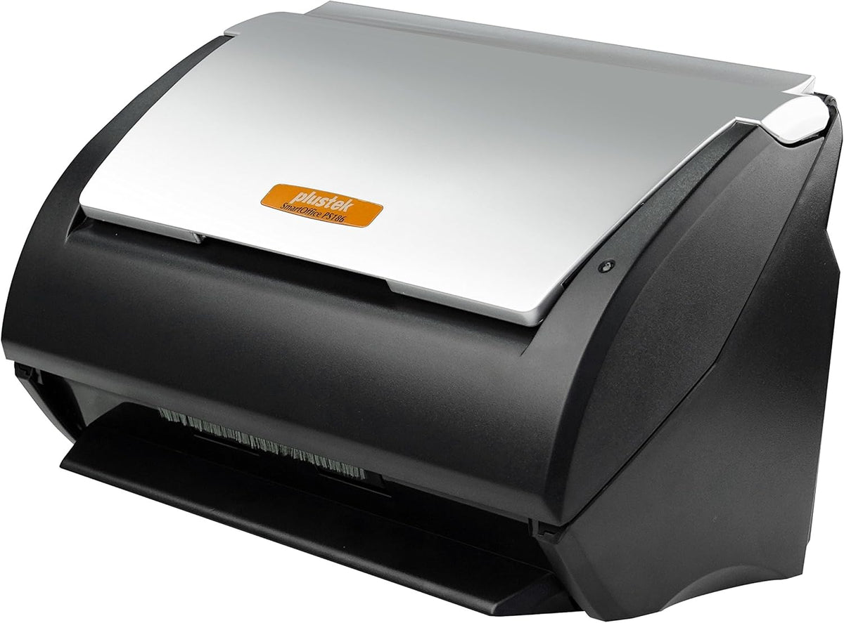 Plustek SmartOffice PS186 - Scanner ADF A4 600 dpi jusqu'à 25 ppm - Capteur CIS pour documents et cartes de visite - USB noir argent pour bureau et numérisation régulière