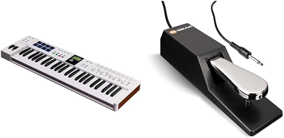 Arturia KeyLab Essential 49 Mk3 avec M Audio SP 2 - Clavier maître MIDI USB 49 touches - Pédale sustain type piano incluse - Ableton Live Lite et câble USB fournis