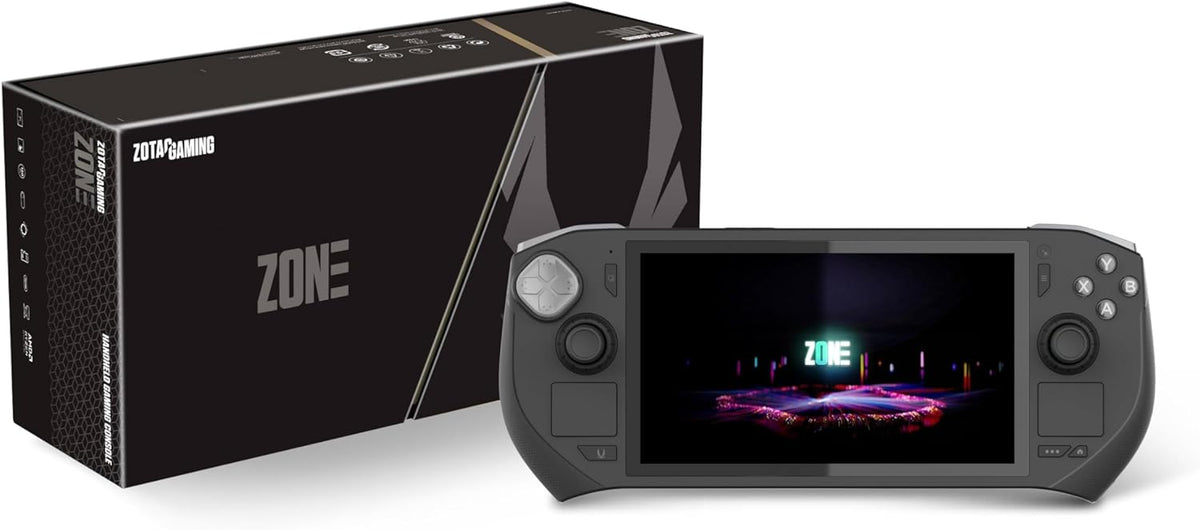 ZOTAC Gaming Zone console portable PC - AMD Ryzen 7 8840U écran AMOLED 1080p - 16 Go LPDDR5X SSD M2 512 Go - Windows 11 WiFi USB4 manette intégrée noire