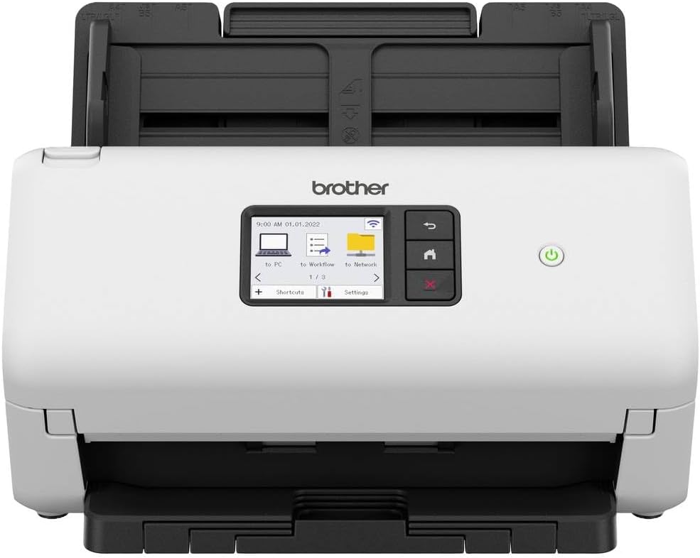 Brother ADS 4500W Scanner documents A4 recto verso - Jusqu à 35 pages par minute avec ADF 60 feuilles - WiFi Ethernet WiFi Direct - Scan vers USB résolution 600 x 600 dpi