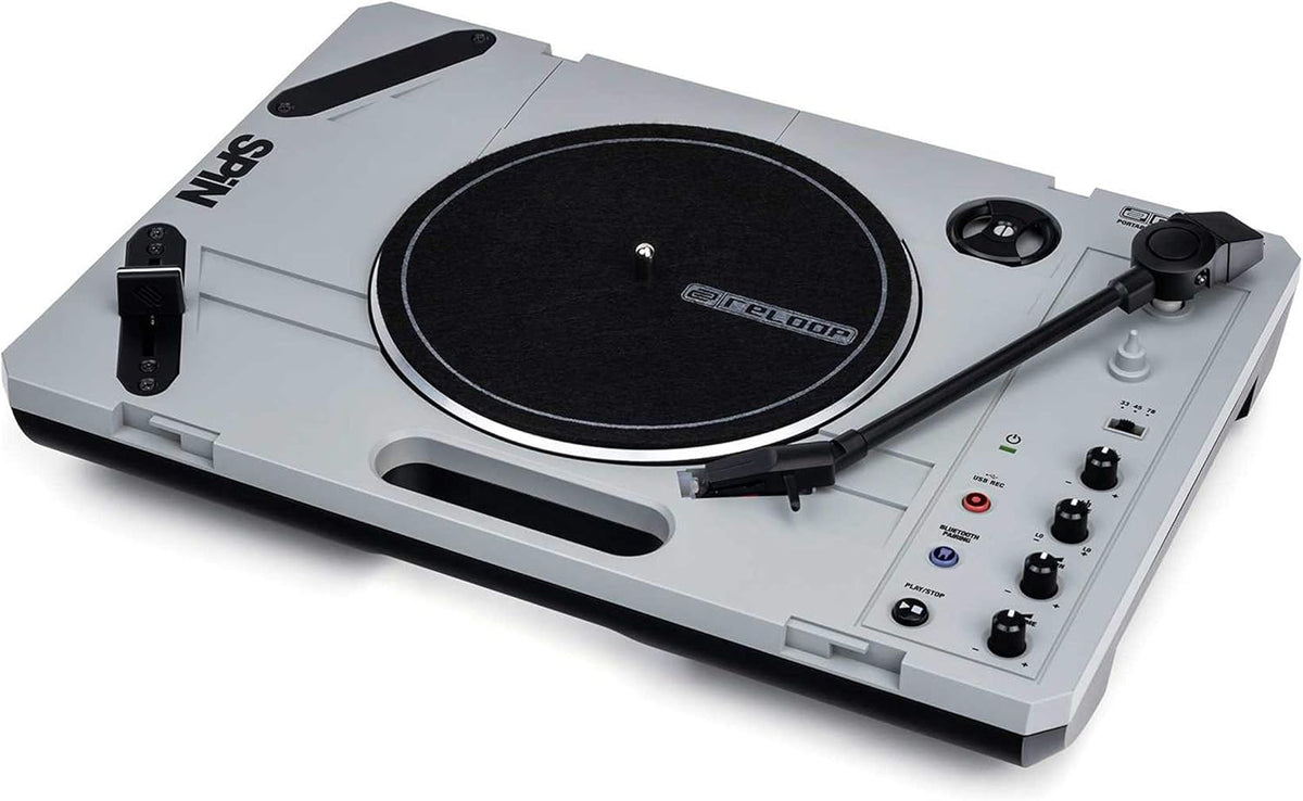 Reloop Spin platine vinyle portable pour scratch - Streaming audio Bluetooth et haut parleur intégré - Lecture mobile pour DJ et amateurs de vinyle - Jusqu à 78 tr min noire