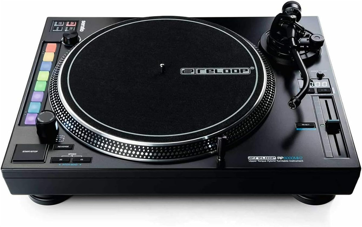 Reloop RP 8000 MK2 platine DJ professionnelle - 7 modes de performance avec commandes RVB - Platter Play contrôle vitesse du plateau - Entraînement jusqu à 45 tr min noire