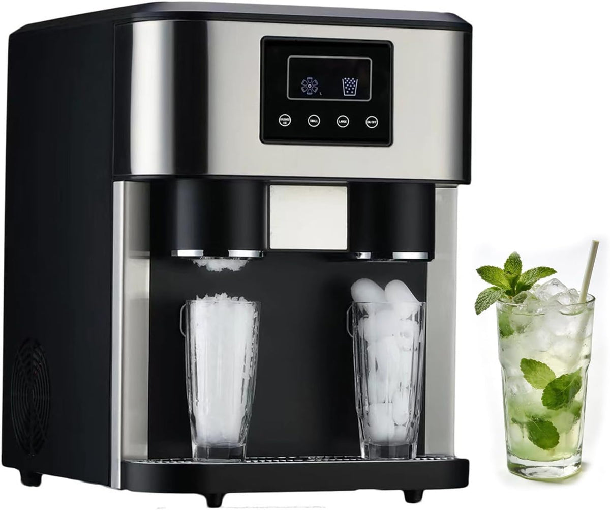 SHUMIAO i0xws-998665 - Fontaine à eau 3 en 1 avec machine à glaçons et broyeur - Production 15 kg par 24 h réservoir 1,8 L - Pour maison hôtel restaurant bureau
