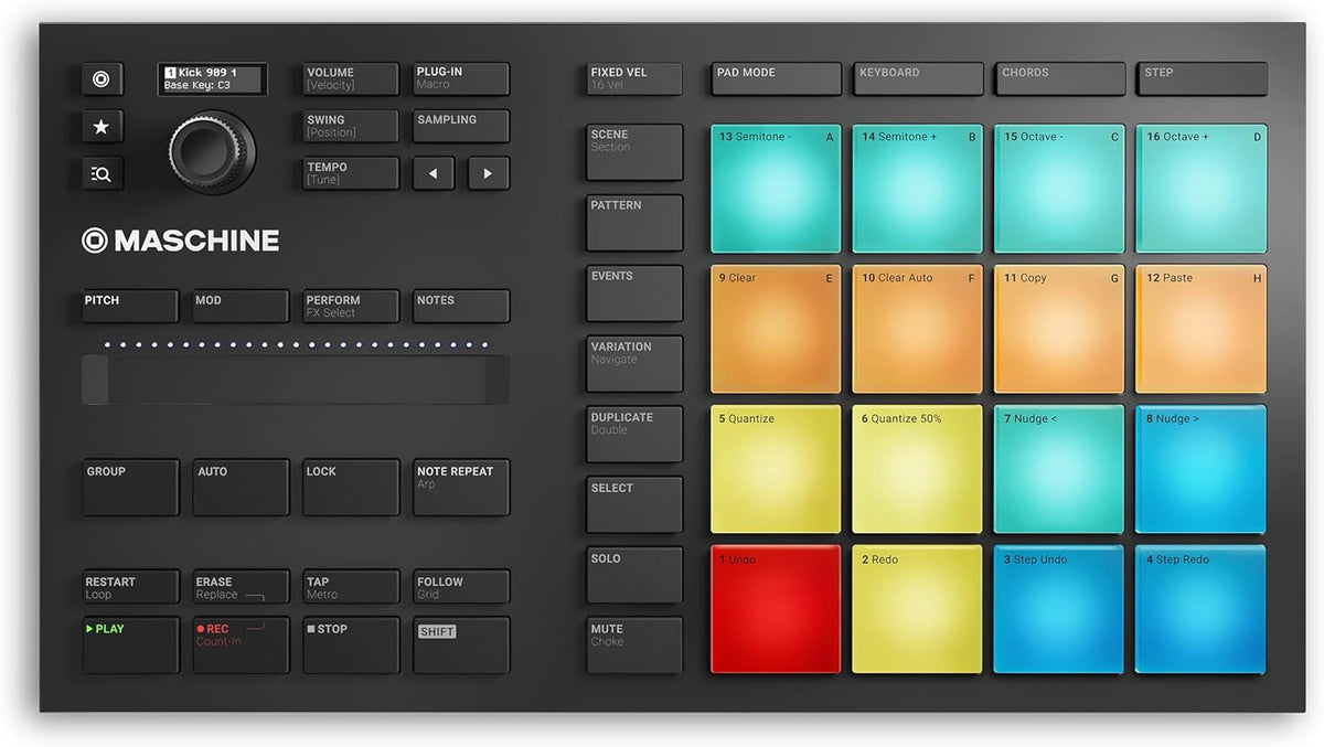 Native Instruments Maschine Mikro MK3 Contrôleur de production USB noir - Format compact pour beatmaking et studio - Pads et commandes pour création musicale - Portable pour enregistrement et performance