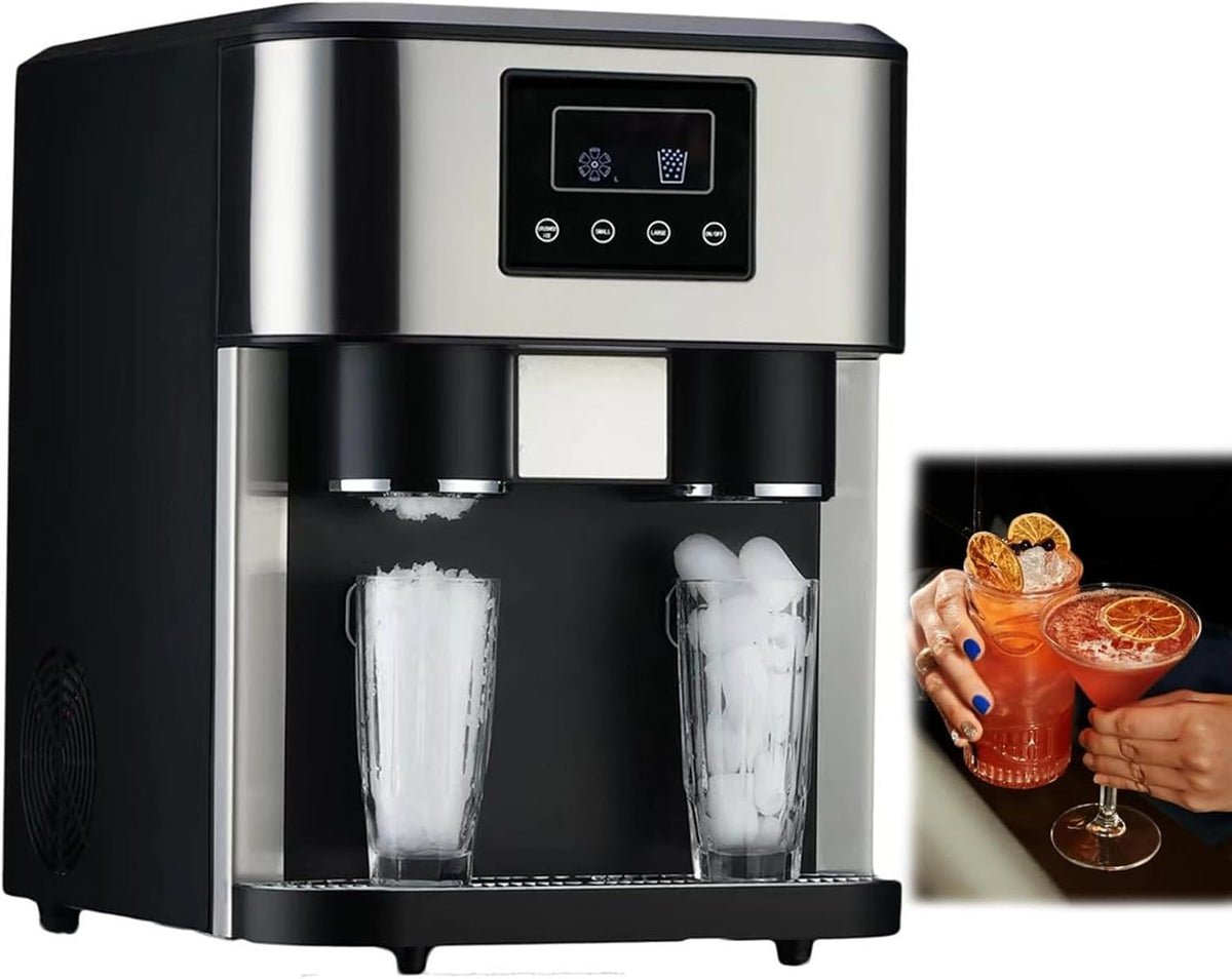 SHUMIAO i0xws-998667 - Machine à glaçons et distributeur d'eau 3 en 1 - Production 15 kg par 24 h réservoir 1,8 L - Appareil de comptoir pour maison et restaurant