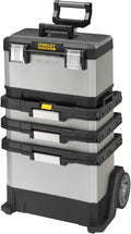 STANLEY FATMAX 1-95-622 - Atelier roulant 4 en 1 avec boîte à outils amovible - Polypropylène métal capacité 71,6 L - 7 compartiments poste de travail mobile