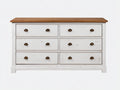Commode - bois - 144x43x79 cm - blanc-brun - style campagne