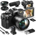 NBD appareil photo numérique 8K - photo 64 MP noir autofocus zoom numérique 16x - écran IPS 3 pouces rotatif 180 degrés - WiFi grand angle macro micro carte 64 Go