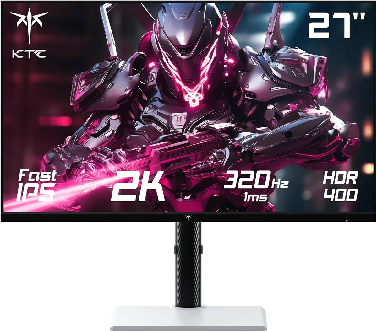 KTC H27E6 - Écran PC gamer 27 pouces QHD 2560 x 1440 Fast IPS 320 Hz - 1 ms HDR400 FreeSync G-Sync 144 pour cent sRGB - HDMI 2.1 DP 1.4 VESA 100 x 100 blanc