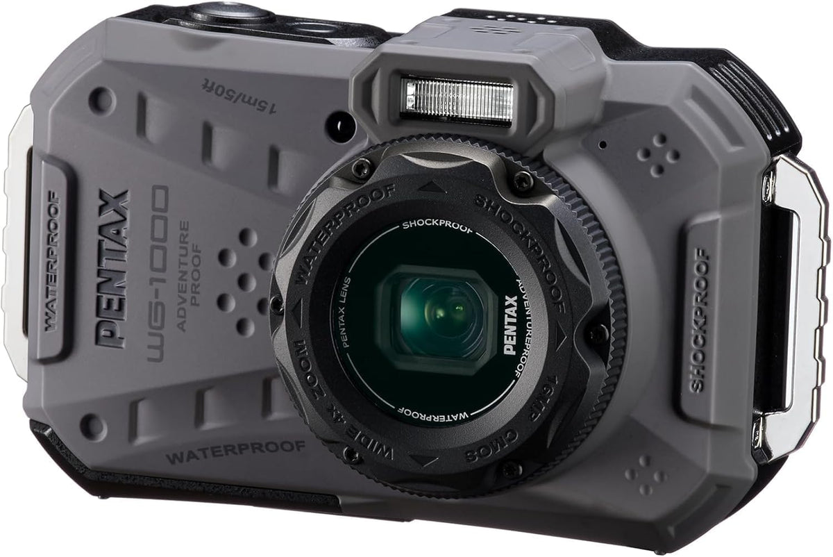 PENTAX WG 1000 Appareil photo compact étanche gris - Étanche jusqu à 15 m pendant 1 h - Capteur BSI CMOS avec zoom optique 4x - Stabilisation et format RAW