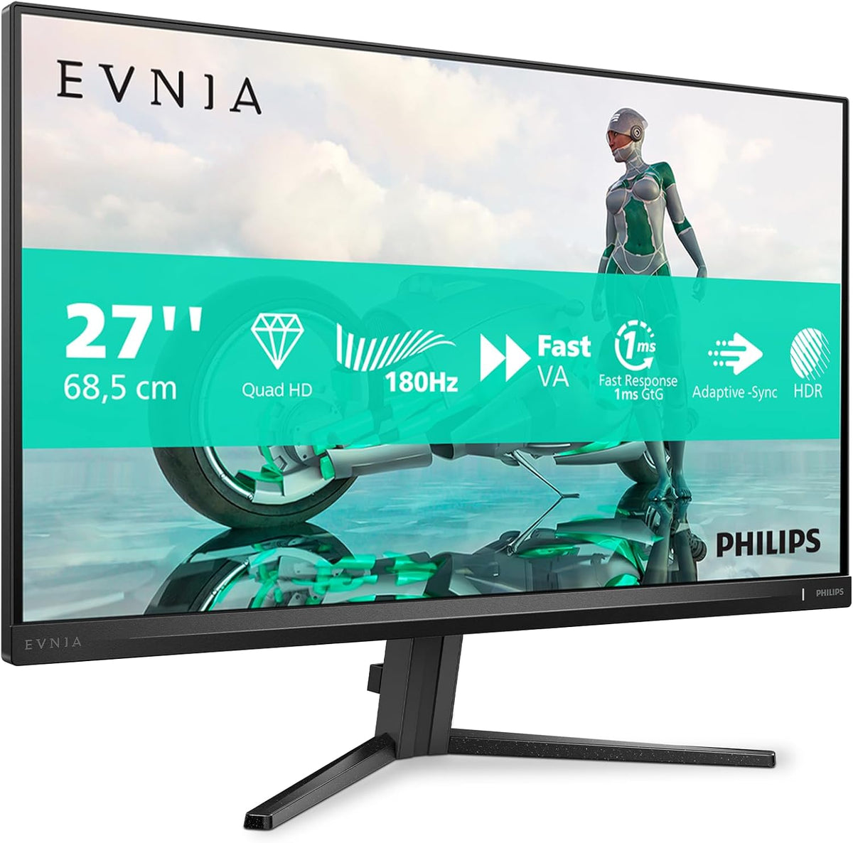 Philips écran gaming 27 pouces - Full HD 1920 x 1080 surface mate - 180 Hz réponse 1 ms FreeSync Premium - 2 HDMI DisplayPort plage dynamique élevée noir gris
