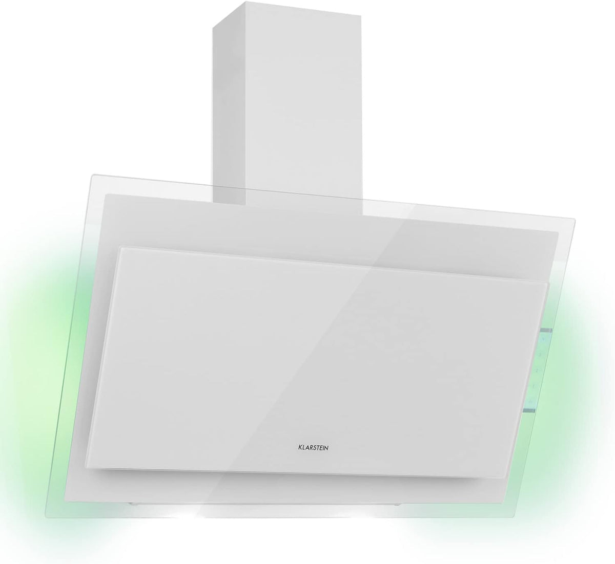 Klarstein hotte inclinée 90 cm - débit jusqu à 550 m3 h finition blanche - aluminium écran tactile et LED - montage mural évacuation niveau sonore 59 dB