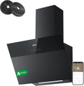 Ciarra CBCF6736H Hotte inclinée 60 cm verre dépoli - Débit 650 m3 par h avec 3 vitesses et Boost - WiFi et commande tactile - Filtre charbon inclus LED dimmable A+++