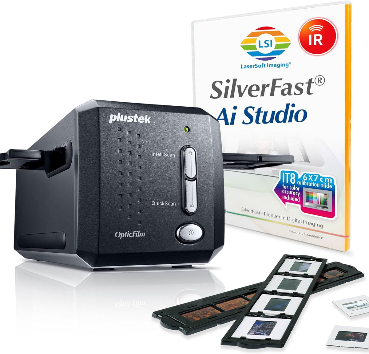 Plustek OpticFilm 8200i Ai scanner film diapositives - Résolution 7200 x 7200 dpi - Profondeur couleur 24 bits capteur optique - USB pour numérisation films et diapositives
