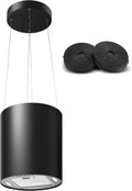 SNDOAS hotte suspendue îlot 35 cm - débit 700 m3 h avec 3 vitesses - niveau sonore 55 dB arrêt retardé 5 min - finition noire LED avec 2 filtres charbon