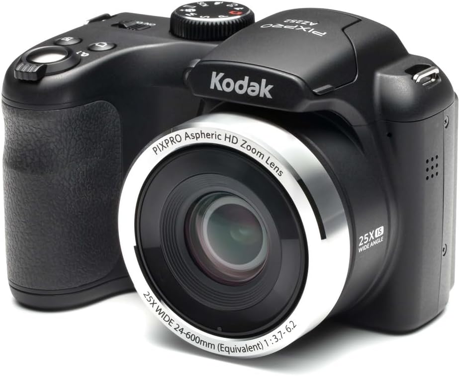 KODAK PIXPRO AZ252 Appareil photo bridge noir 16 MP - Zoom optique 25x grand angle 24 mm - Vidéo HD 720p avec stabilisation optique - Écran LCD 3 pouces JPEG