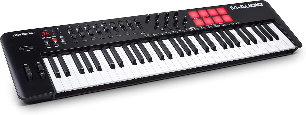 M Audio Oxygen 61 MKV Clavier maître MIDI USB - 61 touches avec pads rythmiques - Modes Smart Chord Scale et arpégiateur - Intégration NKS avec suite logicielle incluse