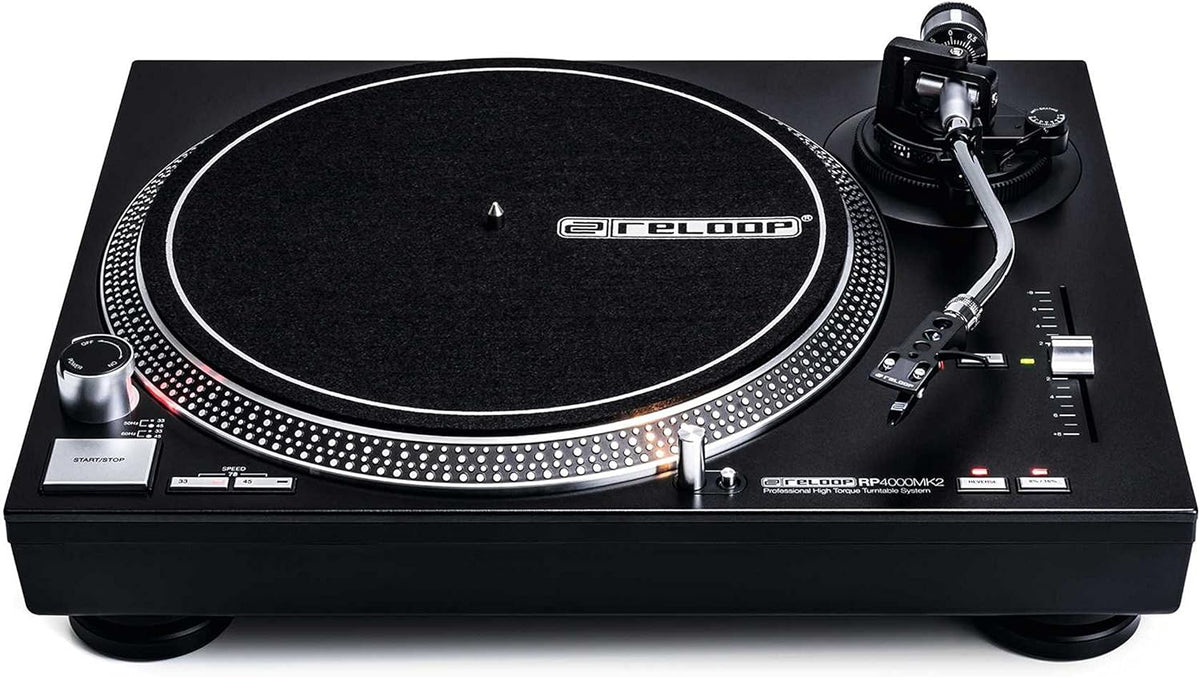 Reloop RP-4000 MK2 - Platine DJ à entraînement direct quartz couple élevé - Vitesse réglable jusqu'à 78 tours minute et pitch control - Cellule Ortofon OM Black accessoires inclus