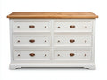 Commode - bois - 151x46x83 cm - blanc-brun - style campagne