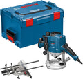 Bosch Professional GOF 1250 CE - Défonceuse plongeante 1250 W jusqu'à 24000 tr min - Butée parallèle réglage fin et adaptateur copiage - L-BOXX et accessoires inclus
