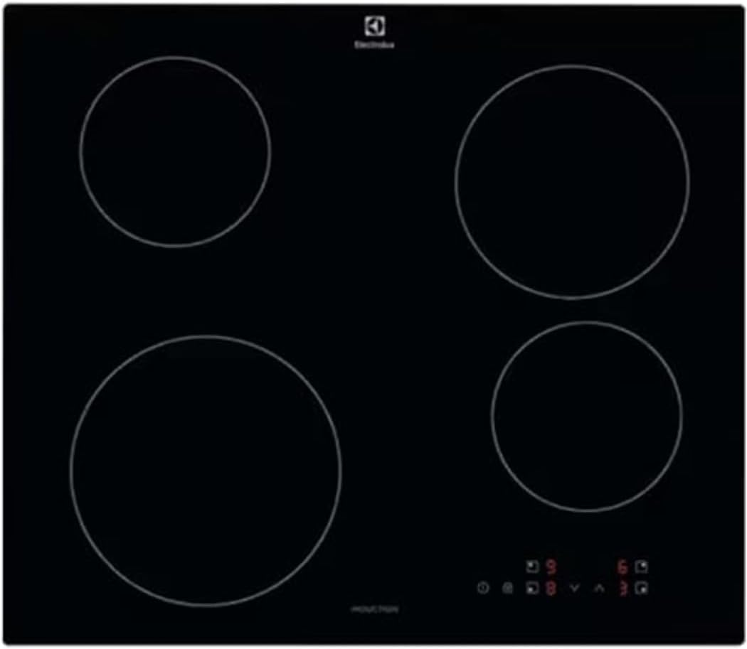 Electrolux Série 300 EIB60424CK - Plaque induction encastrable 4 feux 60 cm - Commandes SliderTouch et verrou sécurité - Vitrocéramique noire 590 x 520 mm
