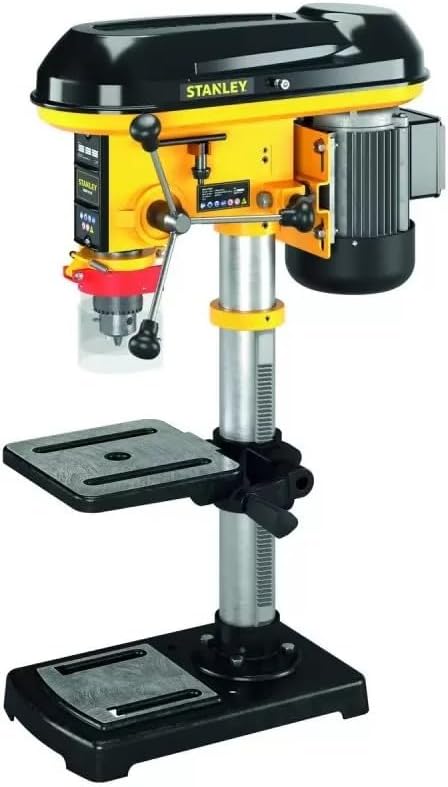 STANLEY SXDP16720E - Perceuse à colonne d'établi 600 W 9 vitesses - Mandrin 3 à 16 mm jusqu'à 2700 tr min - Modèle jaune 240 V format 72 cm