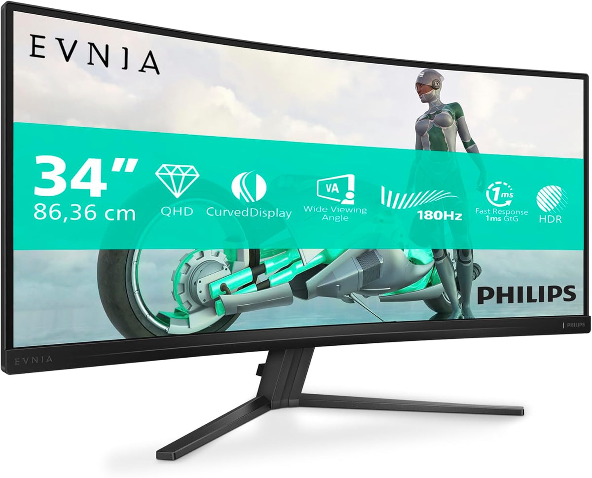 Philips Evnia 34M2C3500L écran gaming incurvé 34 pouces - WQHD 3440 x 1440 format 21:9 - 180 Hz réponse rapide HDR10 - FreeSync Premium 2 HDMI DisplayPort 1.4