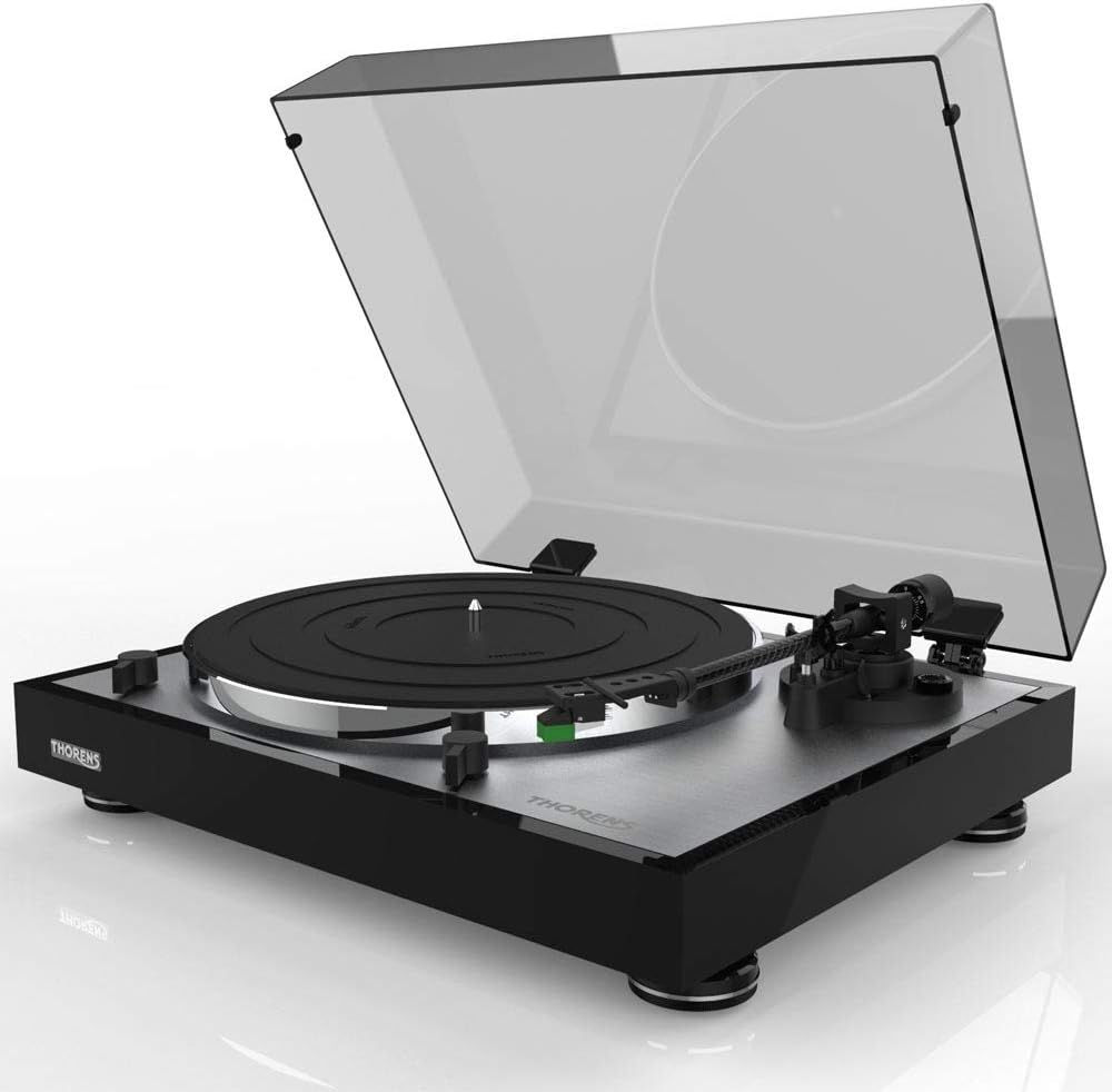 Thorens TD 402 DD - Tourne-disque à entraînement direct noir brillant - Plateau aluminium lecture jusqu'à 45 tours minute - Platine Hi-Fi 6,1 kg pour installation audio