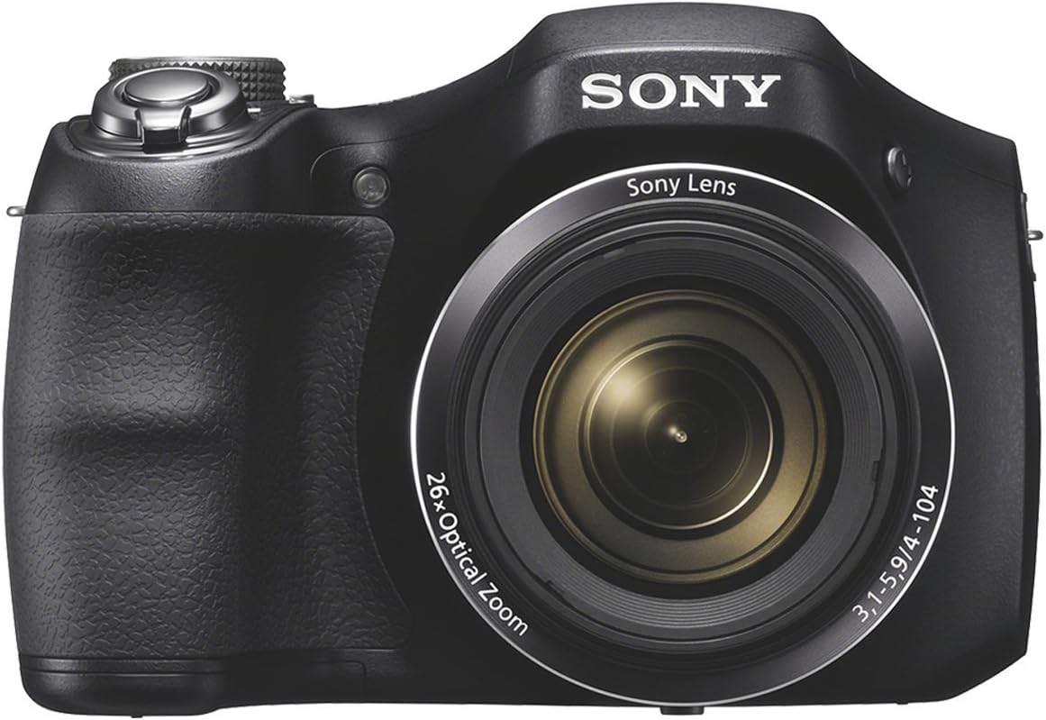 Sony Cyber-shot DSC-H200 B - Appareil photo bridge 20,1 MP zoom optique 26x - Capteur CCD stabilisation intégrée - Noir pour voyage photo et sujets éloignés
