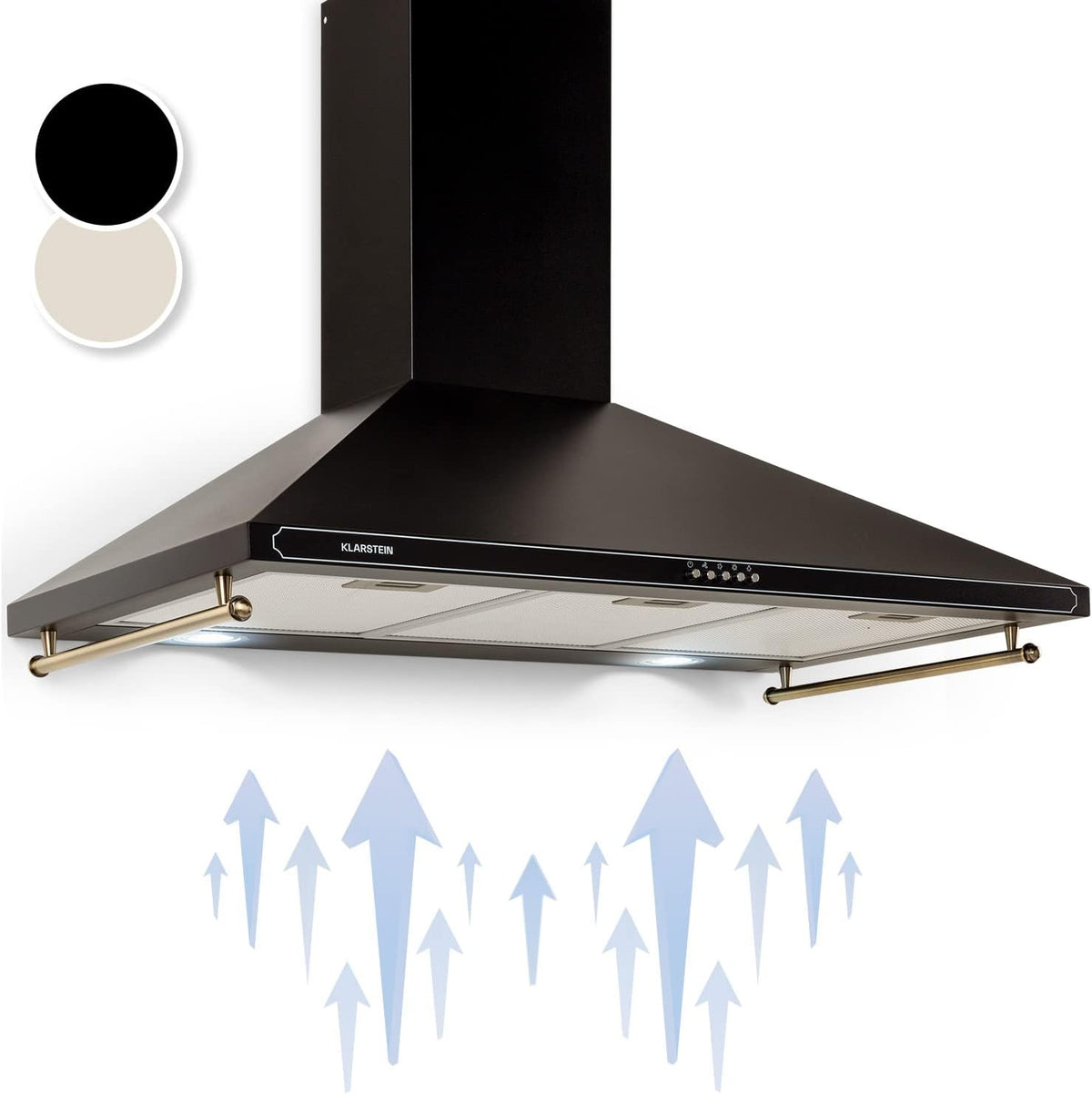 Klarstein hotte aspirante murale 90 cm - Débit 645 m3/h - Filtre aluminium - LED noir