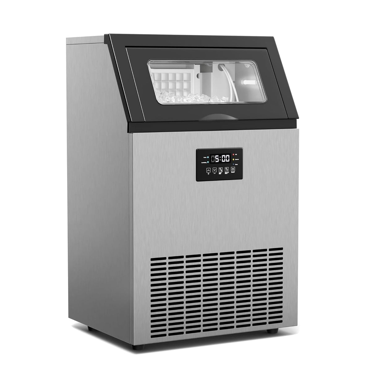 Klarstein Glacial Machine à glaçons industrielle - Production jusqu à 45 kg par 24 h - Bac de stockage 15 kg et compresseur 370 W - Inox avec écran LED et autonettoyage
