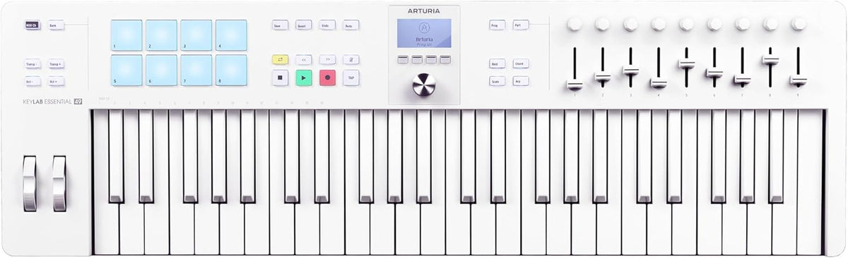 KeyLab Essential MK3 49 Alpine White Clavier maître MIDI USB - 49 touches sensibles à la vélocité - Édition limitée blanc alpin portable - Suite logicielle incluse pour production musicale