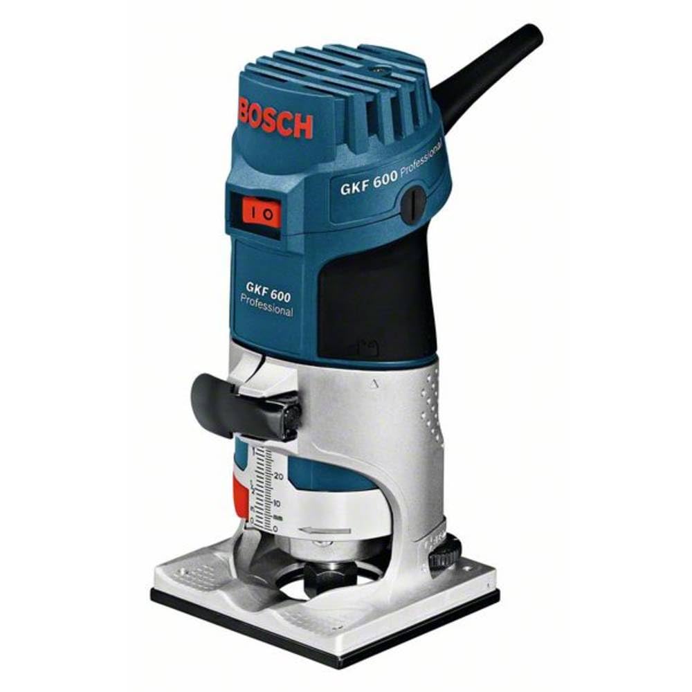 Bosch Professional GKF 600 Affleureuse filaire 230 V - Pinces de serrage 6 et 8 mm - Guide de coupe et butée parallèle - Clé plate et coffret de transport inclus