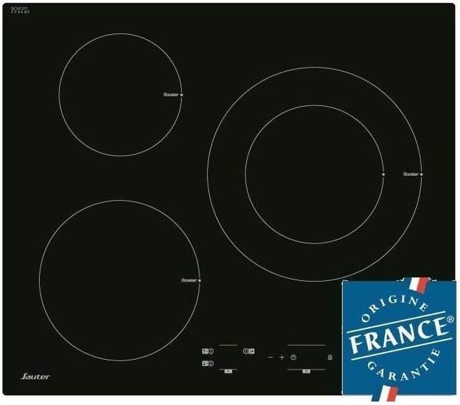 Sauter SPI4367B plaque induction - 3 foyers puissance 7200 W - surface vitrocéramique noire - 3 minuteries commandes électroniques pour cuisine encastrable moderne