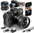 Appareil photo numérique 5K - photo 64 MP capteur CMOS compact - WiFi objectif grand angle et macro - stabilisation image pour photographie vidéo et vlogging