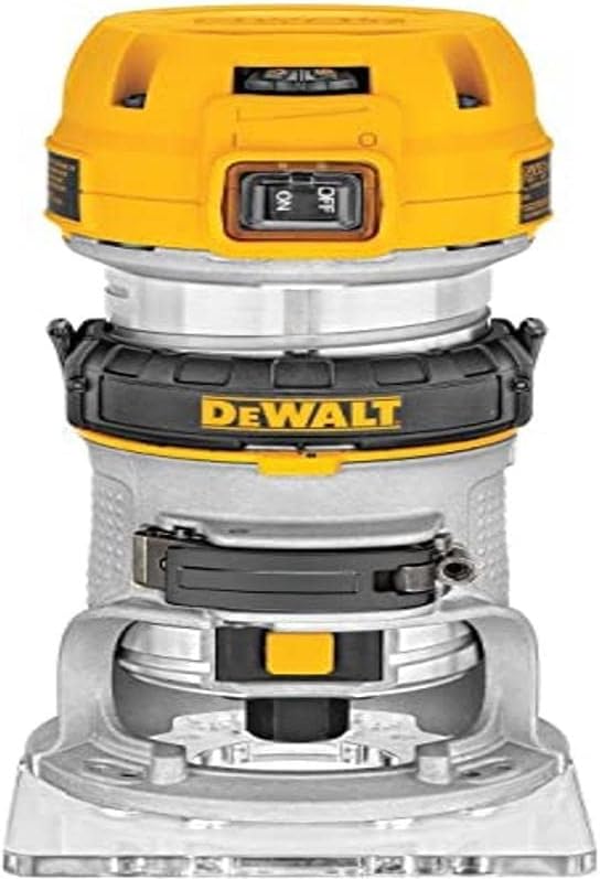 DEWALT D26200 QS affleureuse compacte 900 W - Pince 6 et 8 mm avec lampe LED - Vitesse variable de 16000 à 27000 tr min - Base fixe filaire noir et jaune