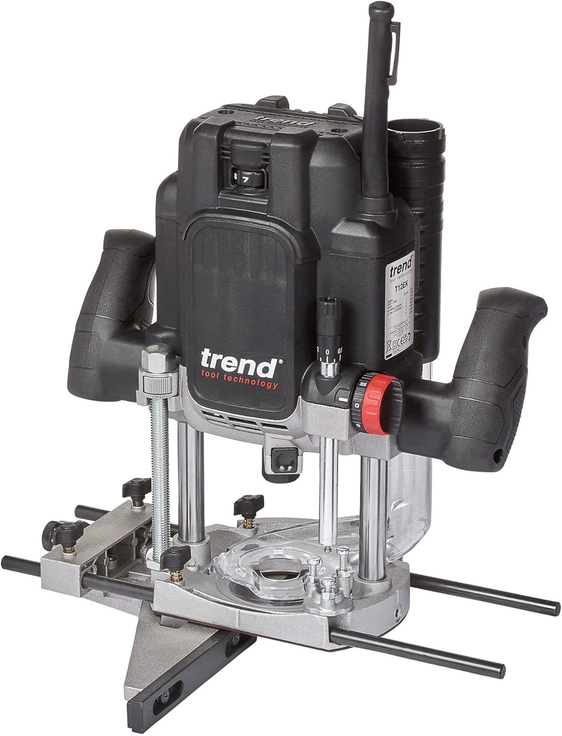 Trend T12EK EURO - Défonceuse plongeante 2300 W jusqu'à 22000 tr min - Pince 12 mm profondeur 80 mm - Pour montage serrures joints et fraisage du bois