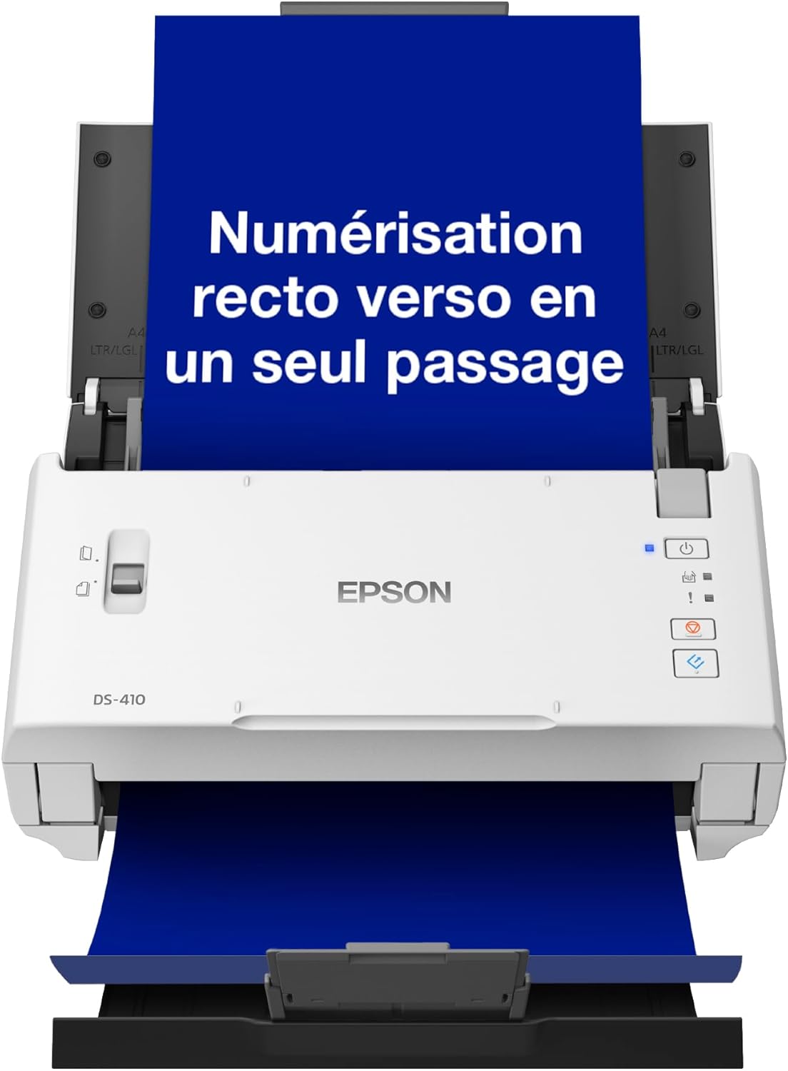 Epson WorkForce DS 410 scanner documents A4 - Recto verso jusqu à 26 pages par minute - ADF 50 feuilles résolution 600 dpi - USB détection double alimentation protection papier