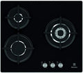 Electrolux EGT6633NOK - Plaque gaz 3 foyers - Surface en verre noir avec brûleurs gaz naturel - Format 59 cm pour cuisine et cuisson quotidienne