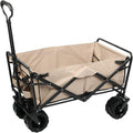 XLTTY chariot de jardin pliable - structure robuste avec roues universelles - poignée réglable en acier allié - 2 porte gobelets pour camping et transport extérieur