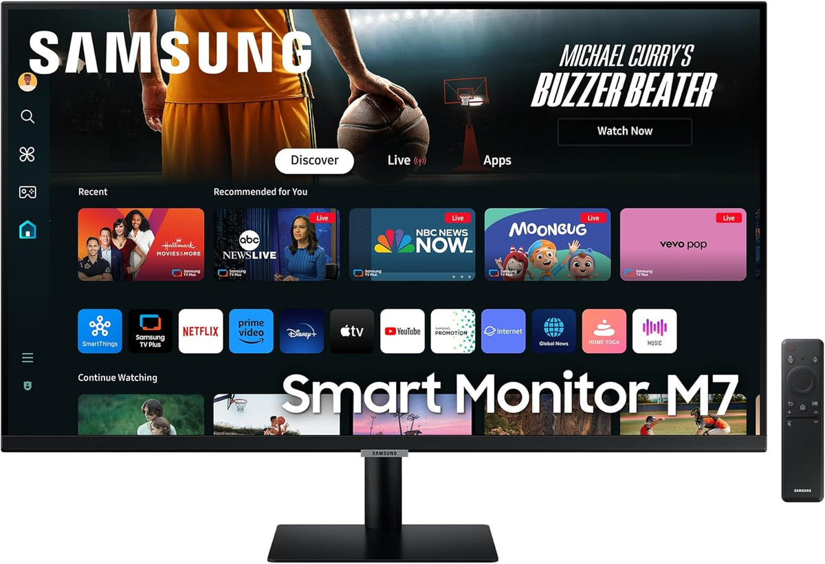 Samsung Smart Monitor M7 LS32DM702UUXEN 32 pouces noir - 4K UHD 3840 x 2160 dalle VA 60 Hz - Smart TV Gaming Hub écran mat inclinable - 2 HDMI USB C 65 W 3 USB A
