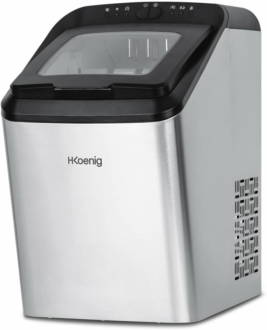 H Koenig KBP40 machine à glaçons - production 15 kg en 24 h réservoir 2,8 L - 2 tailles glaçons cycle rapide 6 min - acier inoxydable automatique 145 W