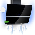 Klarstein Clara hotte inclinée 60 cm - débit 509 m3 h classe A - 3 vitesses commande tactile - filtre aluminium LED finition verre noir pour évacuation murale