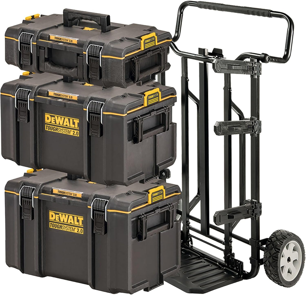 DEWALT TOUGHSYSTEM DWST83401 1 Kit 4 en 1 - Trois coffrets et un chariot modulaires - Capacité totale jusqu à 120 kg avec protection IP65 - TAG Tool Connect robuste