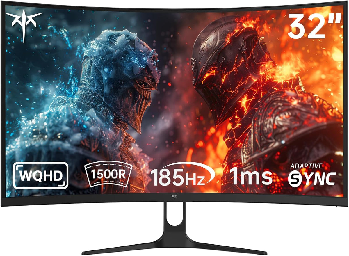 KTC H32S5 - Écran gamer incurvé 32 pouces QHD jusqu'à 185 Hz - Dalle HVA 1500R 1 ms HDR10 96 pour cent DCI-P3 - HDMI DisplayPort VESA faible lumière bleue