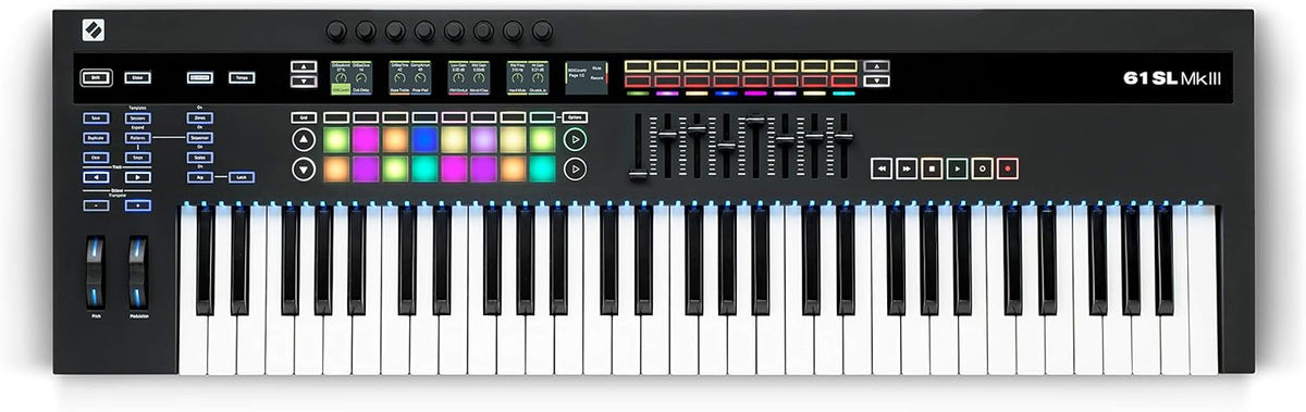Novation 61SL MkIII - Clavier maître MIDI 61 touches avec séquenceur - Contrôleur USB pour intégration avec les STAN - Modèle noir pour studio et production musicale