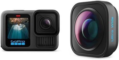 GoPro HERO13 avec Ultra Wide Lens Mod - Caméra action 5,3K avec HyperSmooth - Rafale ralenti et format image 1 pour 1 - Micro SD USB pour vidéo sport grand angle