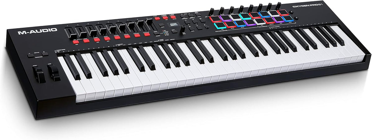 M-AUDIO Oxygen Pro 61 - Clavier maître MIDI USB 61 touches - Pads potentiomètres boutons et faders assignables - Pack logiciels inclus pour production musicale