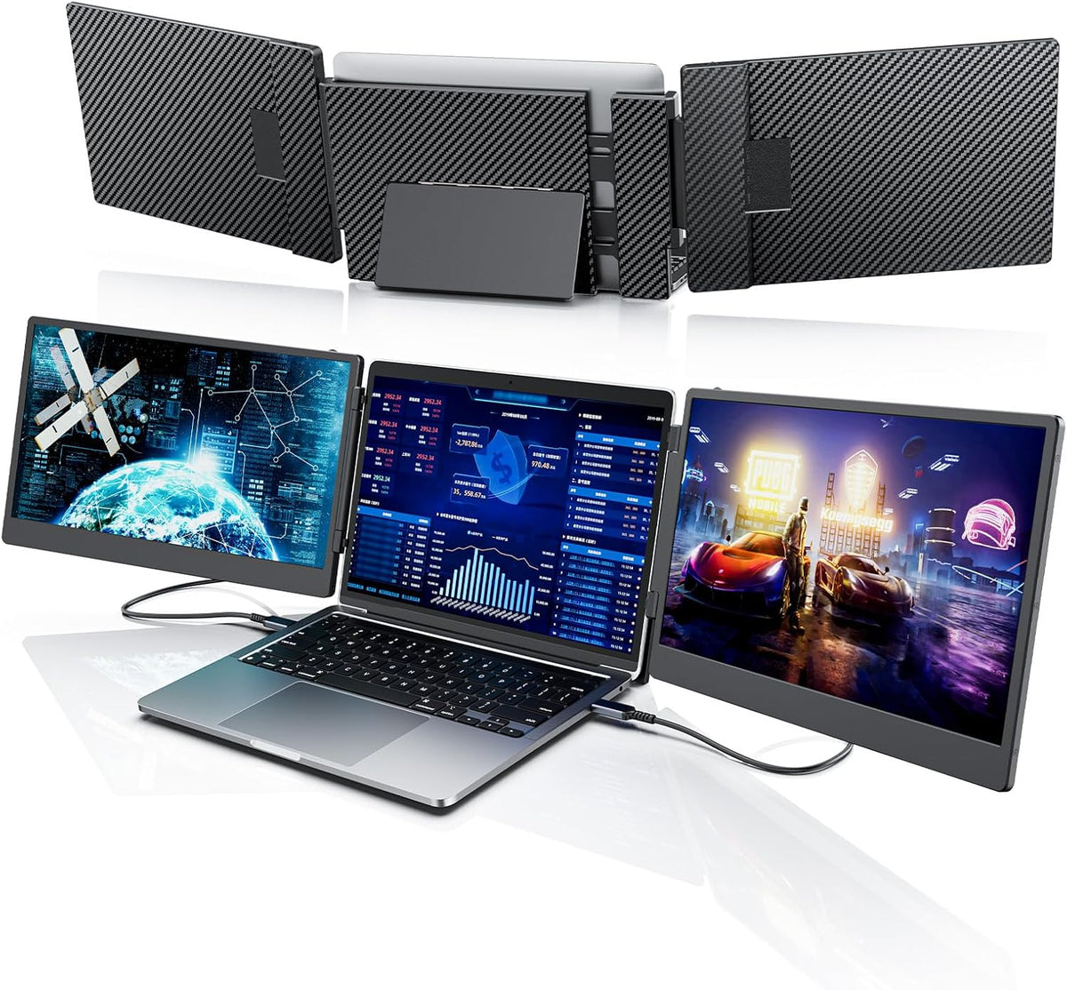 Laptomo Extension écran portable 14 pouces Full HD - Triple moniteur 1920 x 1080 - Écran antireflet 60 Hz - Plug and Play compatible Windows Dex Android Mac