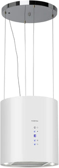 Klarstein Barett WH 10032302 hotte aspirante îlot - Débit 560 m3/h - Aluminium et charbon blanc